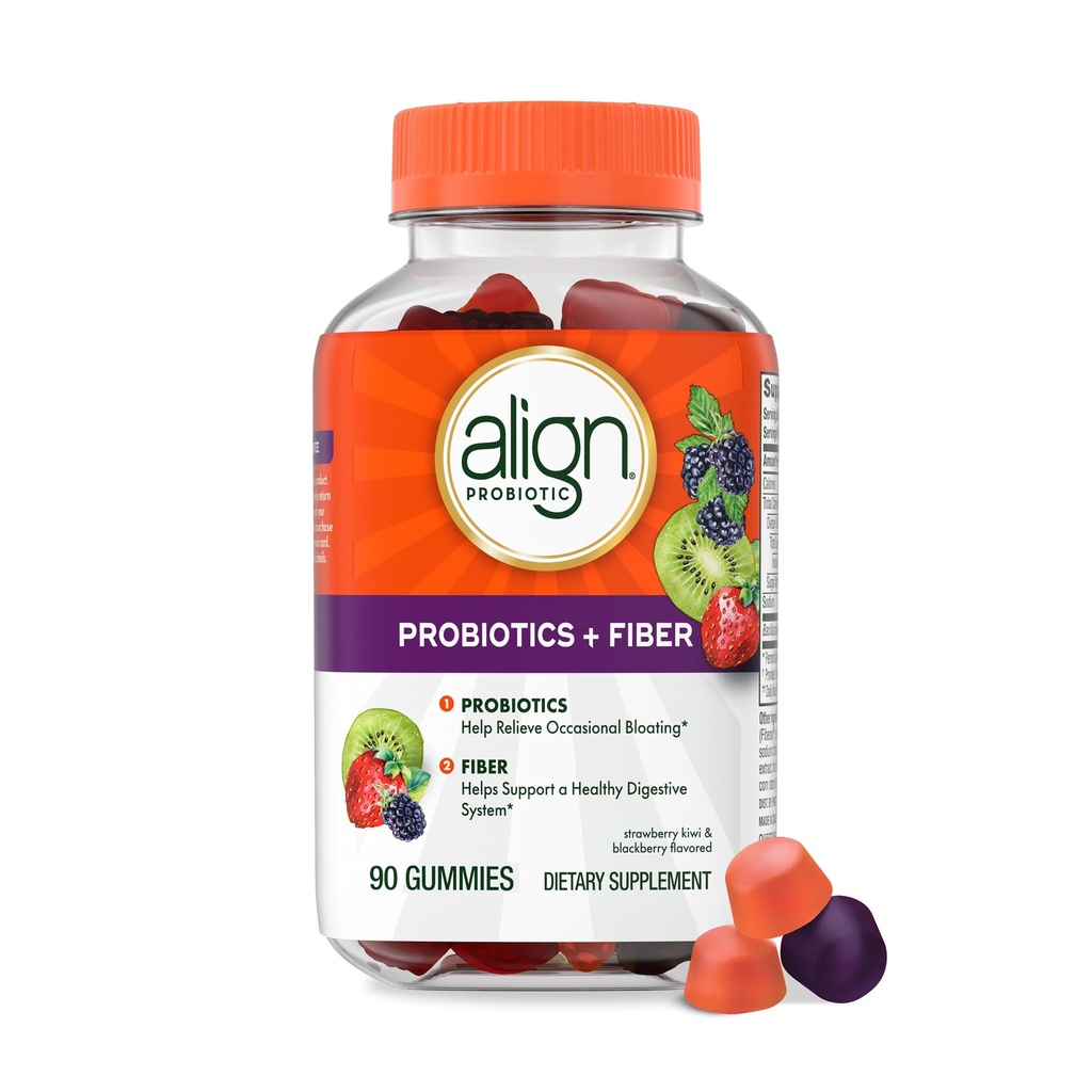 Uitlijnen Probiotic, Probiotics + Fiber Gummies, Probiotics Help Occasional Bloating*, Fiber Helpt Ondersteuning van een gezond spijsverteringssysteem*, #1 Doctor Aanbevolen Probiotic Brand