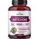 Zazzee Extra Strength Artichoke 20:1 Extract, 9000 mg Sterkte, 5% Caffeoylquinic Acid, 150 Vegan Capsules, 5 maanden Levering, Geconcentreerd en gestandaardiseerd 20X Extract, Niet-GMO en All-Natural