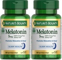Nature's Bounty Melatonine, 100% Drug Gratis Slaaphulp, Dieetsupplement, bevordert ontspanning en slaap gezondheid, 5mg, 90 Softgels (pakket van 2)