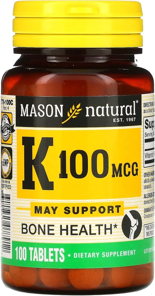 MASON NATUURLIJKE Vitamine K, 100 mcg, 100 tabletten