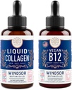 WINDSOR BOTANICA Vitamine B12 Vloeibaar en vloeibaar Collageen met Biotine - Energie en Wellness Bundle