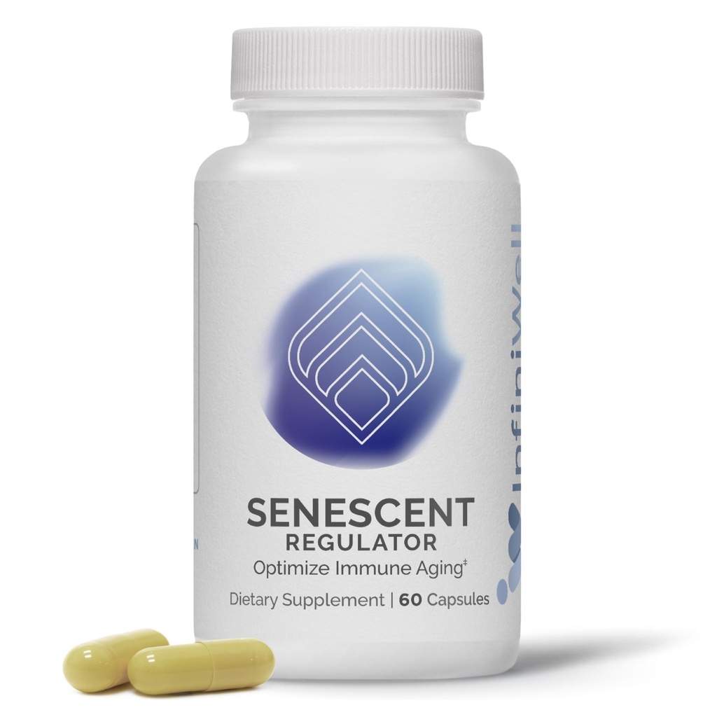 InfiniWell Senescent Regulator - Turmeric Curcumin Supplement met Resveratrol & Pterostilbene - Ondersteuning Metabole gezondheid en bevordering van gezonde, jeugdige celfunctie (60 capsules)
