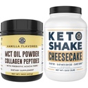 Linkerkustprestatie Keto MCT Poeder + Collageen en Keto Cheesecake Maaltijd Vervanging