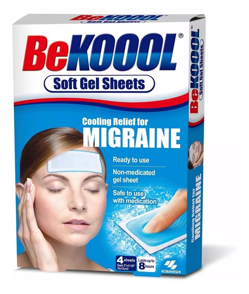 Be Kool Koeling Relief voor Migraine, zachte gel vellen, 4 vellen (verpakking van 4)