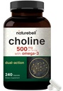 NatureBell Choline Supplementen 500mg met Omega-3 vetzuren, 240 Capsules 