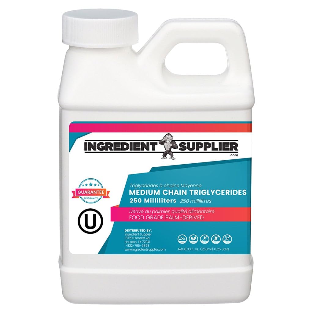 MCT Oil - 250ml (8,33 Oz.) Duurzame Palm afgeleide - USP Food Grade - Niet GGO - Halal - voor sportvoeding, Keto of Paleo Dieet, Clean Energy, Extracten