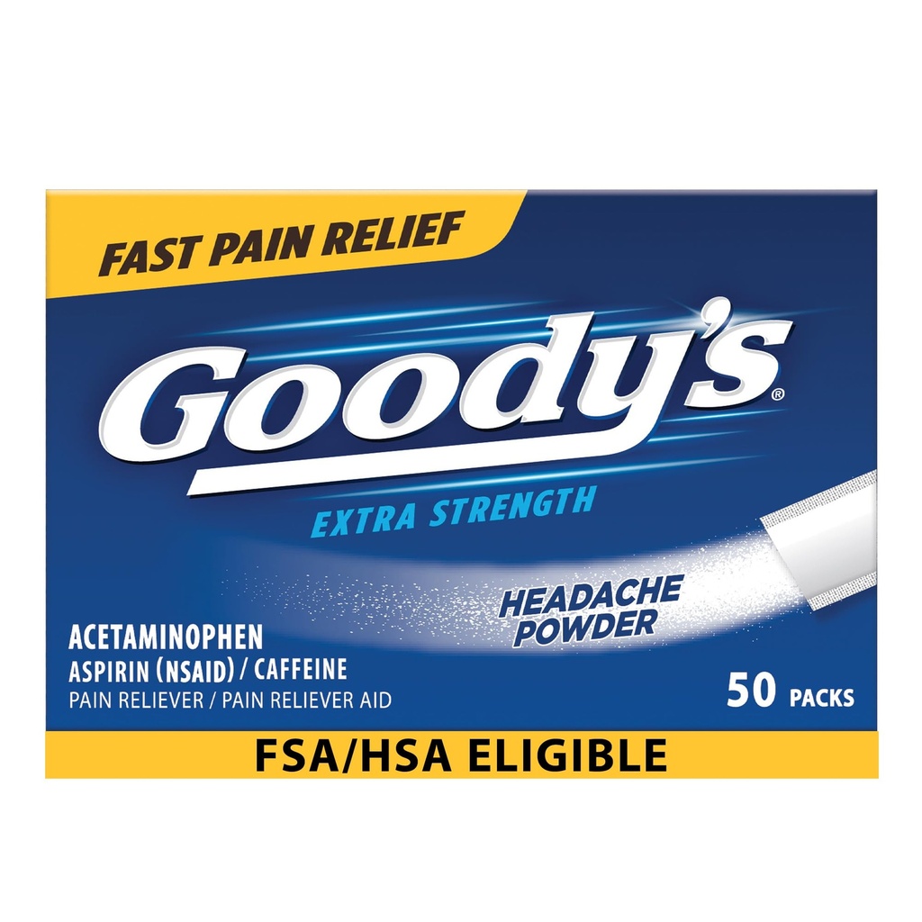 Goody's pijnverlichting poeders, extra sterkte hoofdpijn poeder, 50 CT (verpakking van 1)