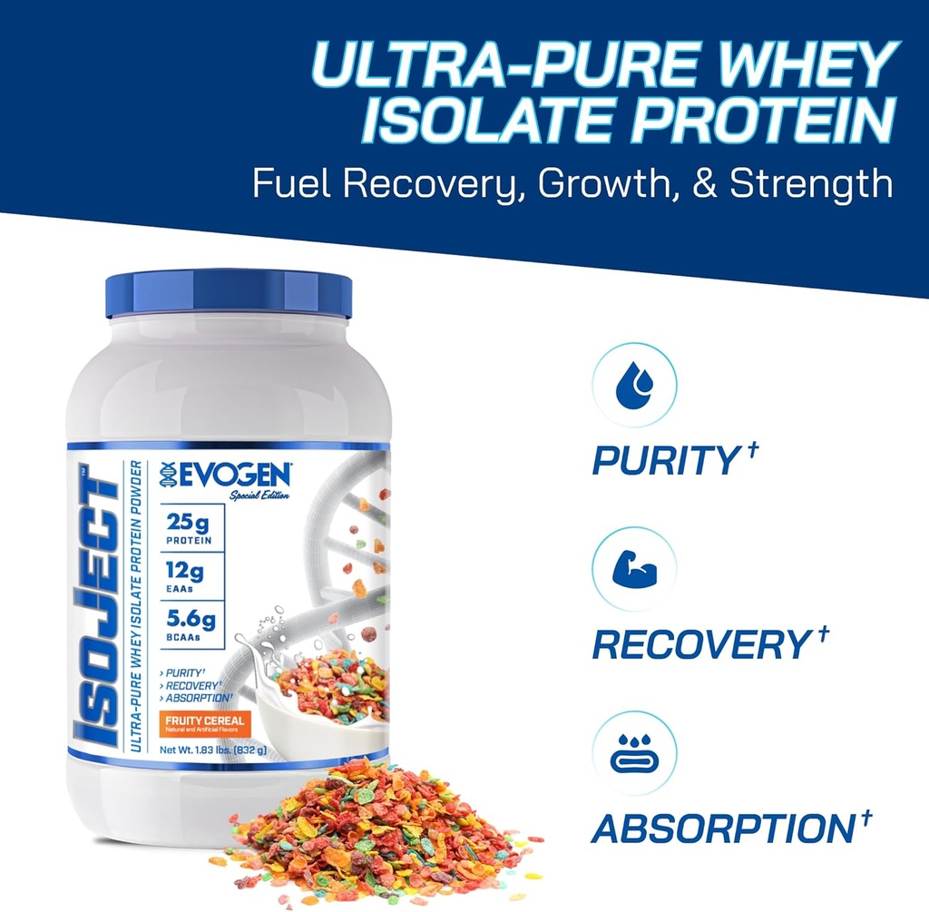 Evogen Isoject - Wei Protein Isolaat Ultra-Pure Wei Proteïne Poeder met Ignitor Enzymen, BCAA's, en EAA's Enhanced Absorptie & Recovery