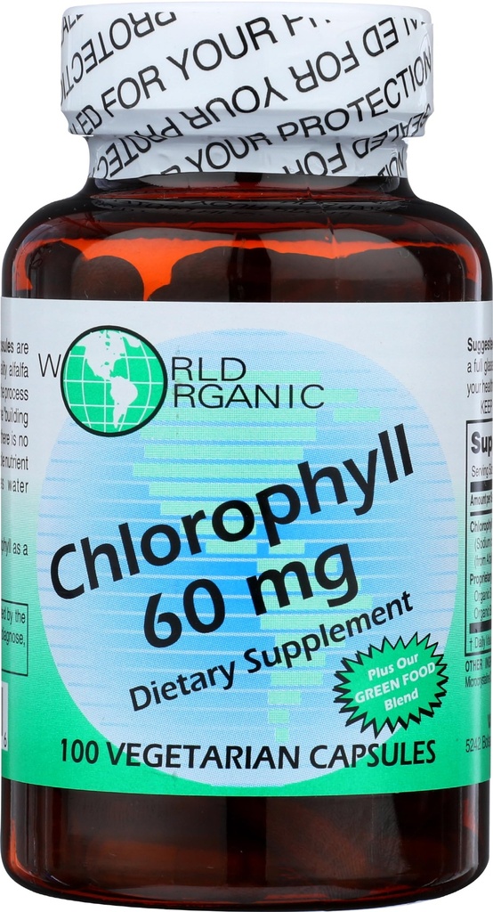 WERELDORGANISCHE Chlorofyl 100 mg 60 Capsules, 0,02 Pond