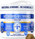 Honden Multi Vitaminen + 74 Biologische Mineralen. Super Natural Overall Health Builder: Metabolisme, hart, ogen, & gewrichten, botten. Spirulina, vitamine B1, B3, & B12,125 ct/10 oz. Lage calorieën