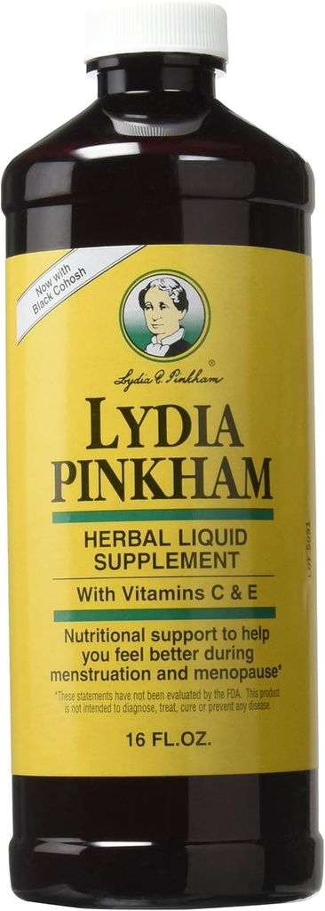 Lydia Pinkham Liquid Herbal Supplement voor Menstruatie en Menopauze Ondersteuning, 16 Ounce