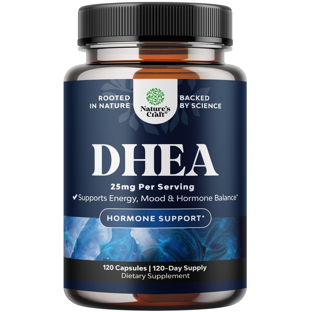 DHEA Supplement for Women & Men - DHEA 25mg per Serving for Hormone Balance, Mood Stability, Brain Function, Immune System & Energy - Dehydroepiandrosterone Capsules for Adults - 120 Count