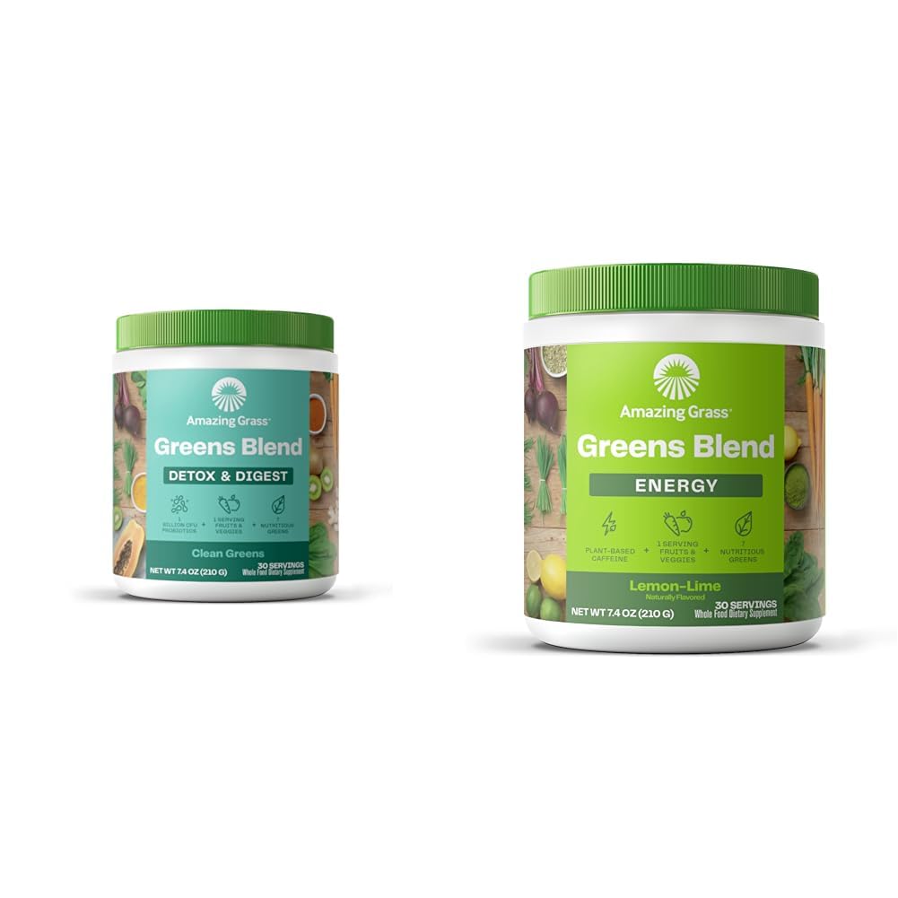 Verbazingwekkende Gras Greens Blend Detox & Digest: Smoothie Mix, Reiniging met Super Greens Poeder & Green Superfood Energie: Smoothie Mix, Super Greens Poeder & Plant Cafeïne
