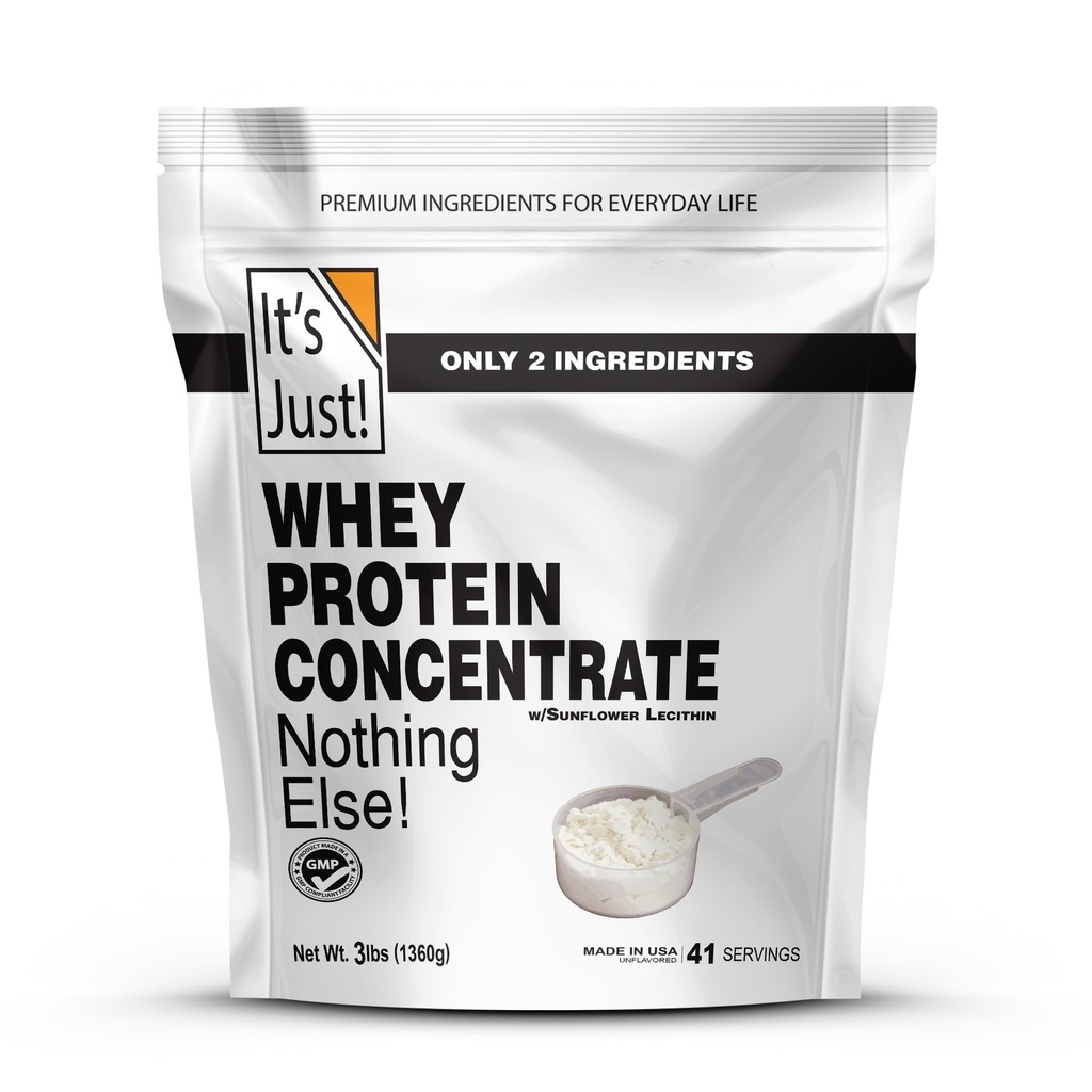 Het is gewoon! - 100% Wei Proteïne Concentraat, Made in USA, rBGH/RBST Hormone Gratis, Premium WPC-80, Geen toegevoegde smaken of kunstmatige zoetstoffen (3 pond, ongearomatiseerd)