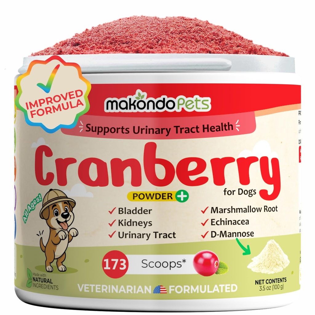 Cranberry voor honden in poeder - Urinaire Tract Health, Hond UTI, Bladder Support, Bladder Stenen, Incontinentie Ondersteuning, Cranberry Supplement - Bacon Flavor (100 Scoops)
