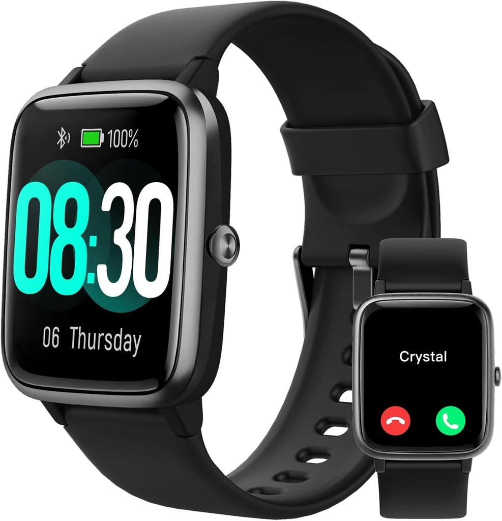 GRV Smart Watch for iOS and Android Phones (Answer/Make Calls), Watches for Men Women IP68 Waterproof Smartwatch Fitness Tracker Watch with Heart Rate/Sleep Monitor Steps Calories Counter (Black)