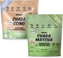 Renude Chaga Matcha en Chagaccino - Chaga Mushroom Powder for Coffee and Matcha, Mushroom Drink Mix with Adaptogens, Natural Energy and Immune Support, Vegan, Keto - 15 Serves Each