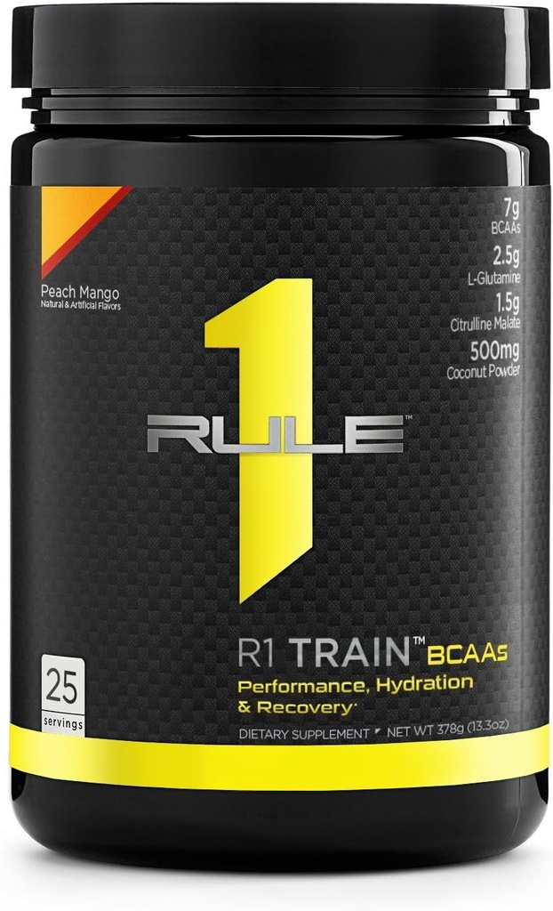 Regel 1 R1 trein Bcaas 25 perzik mango, 378 gram