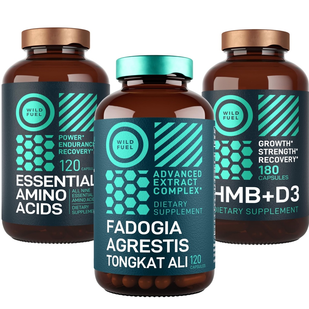 WILDE BRANDSTOFFENAminozuren, HMB en Fadogia Agrestis Complex Power & Potential Bundle