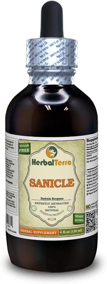 Sanicle (Sanicula Europaea) Tinctuur, gedroogd kruidenvloeistofextract (Grote naam: HerbalTerra, Trots Made in USA) 4 fl.oz (120 ml)