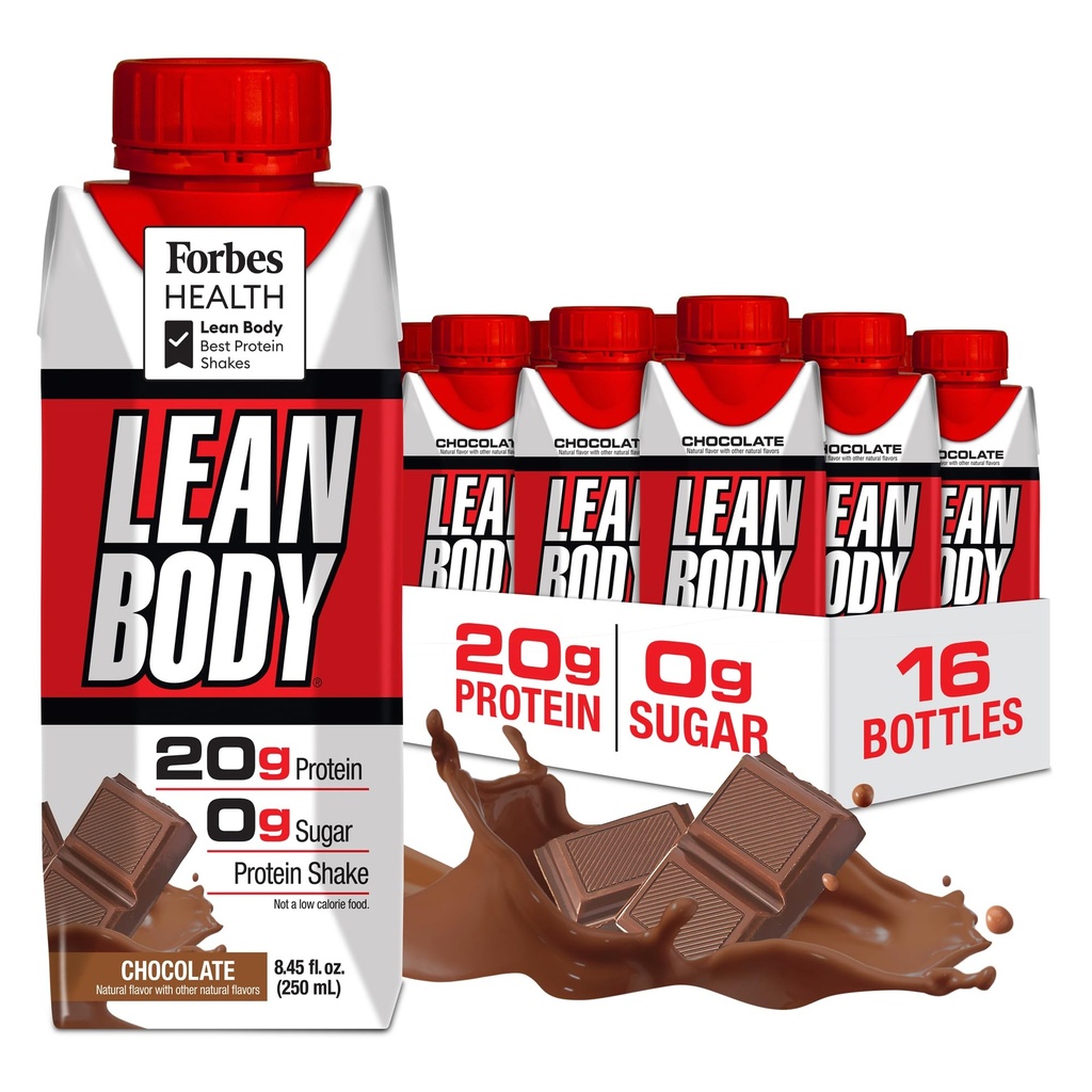 LABRADA NUTRITION - Lean Body RTD Wei Proteine Shake, Handige On-The-Go Maaltijden Vervangingsshake voor mannen en vrouwen, 20 gram Proteïne Zero Sugar, Lactose & Gluten Free, Chocolade (verpakking van 16)