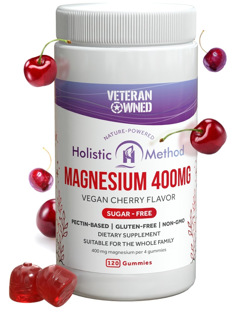 Magnesium Citrate Gummies - Sugar-Free, Vegan and Non-GMO for Better Sleep and Relaxation - No Sugar Alcohol - Magnesium Supplement voor volwassenen, tieners en kinderen - Cherry - 120 Kauwen