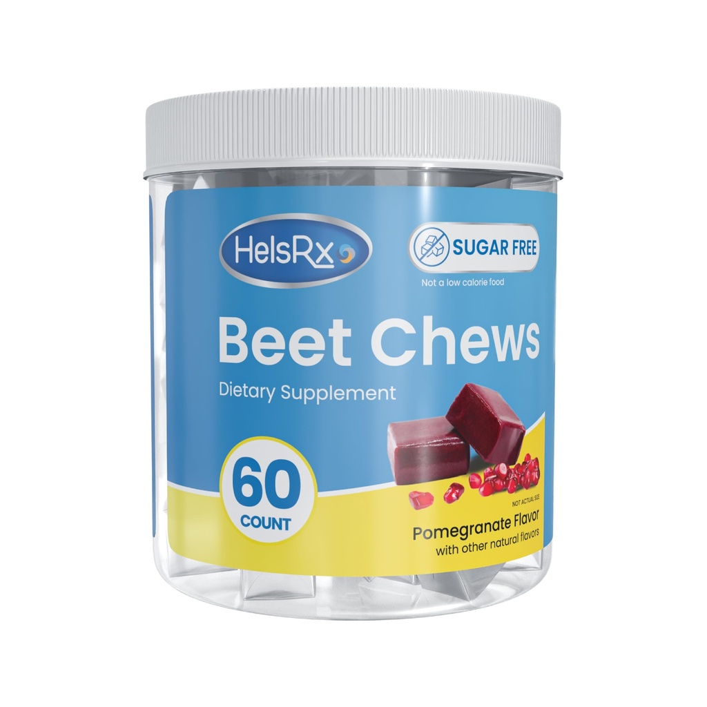 Beet Kauwt Dieetsupplement - Hart Gezonde Kauwen - Bloeddruk Ondersteuning en Energie - Suikervrij (60 Tel.)