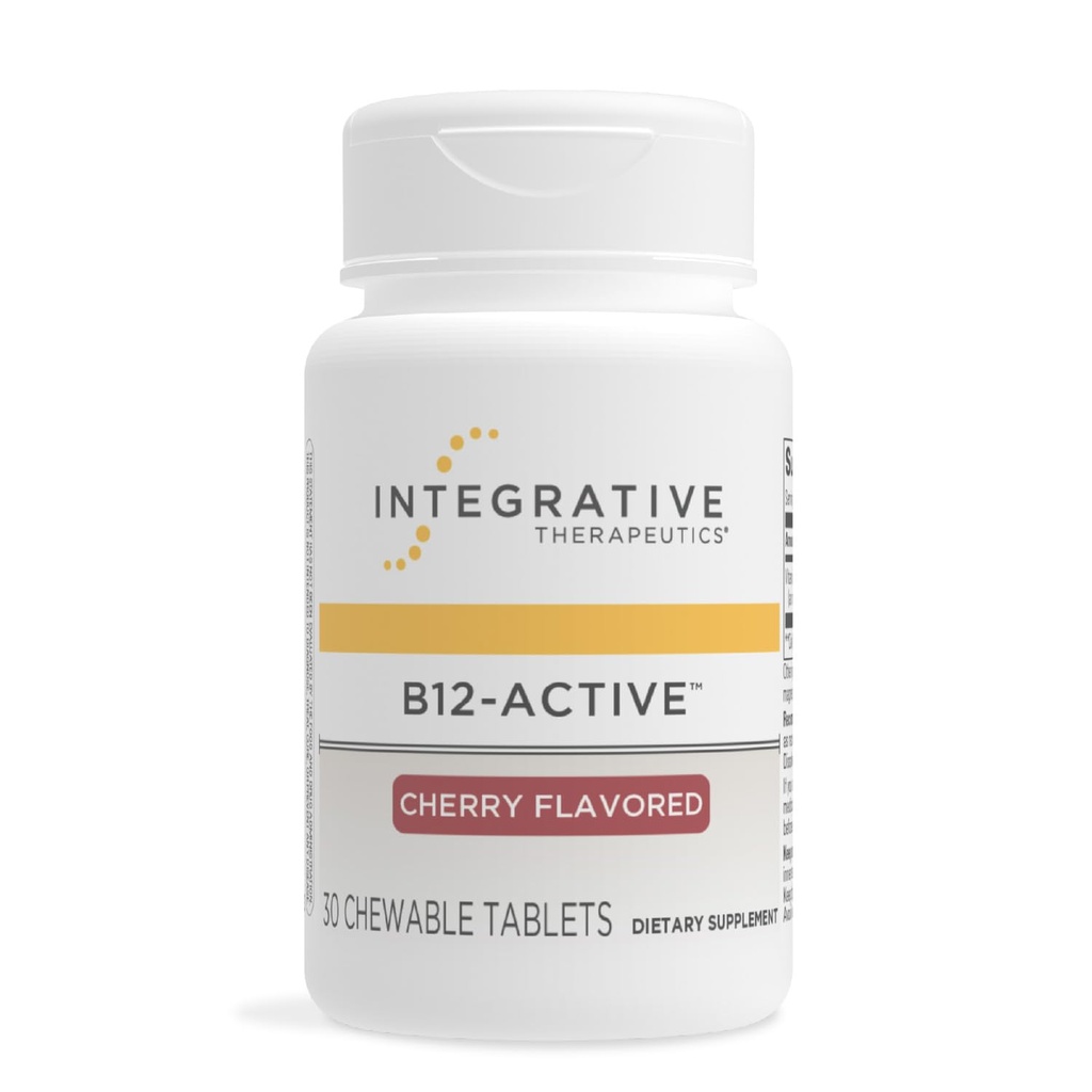 Integrative Therapeutics B12-Active - B12 Supplement for Nerve Function Support* - Kauwbare ondersteuning - Dairy, Soy & Glutenvrije - Cherry Flavored, 30 Kauwtabletten (30 Serves)