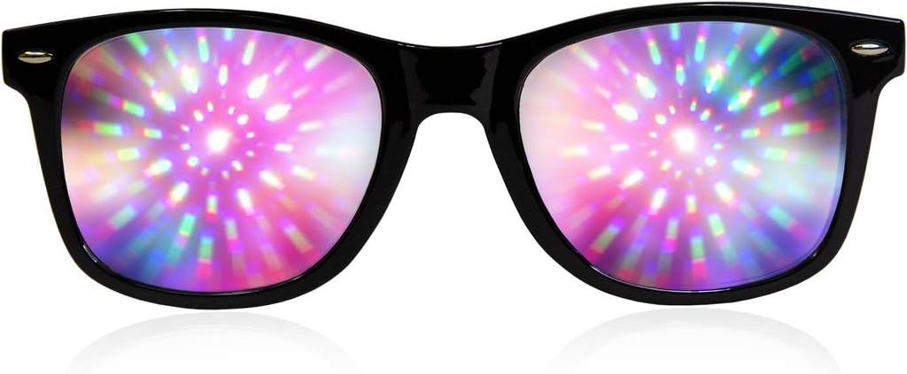 GloFX Black Frame Halo Diffrection Glazen Laser Etched for Halo Light Effects, Duurzaam & flexibel voor Raves & Festivals