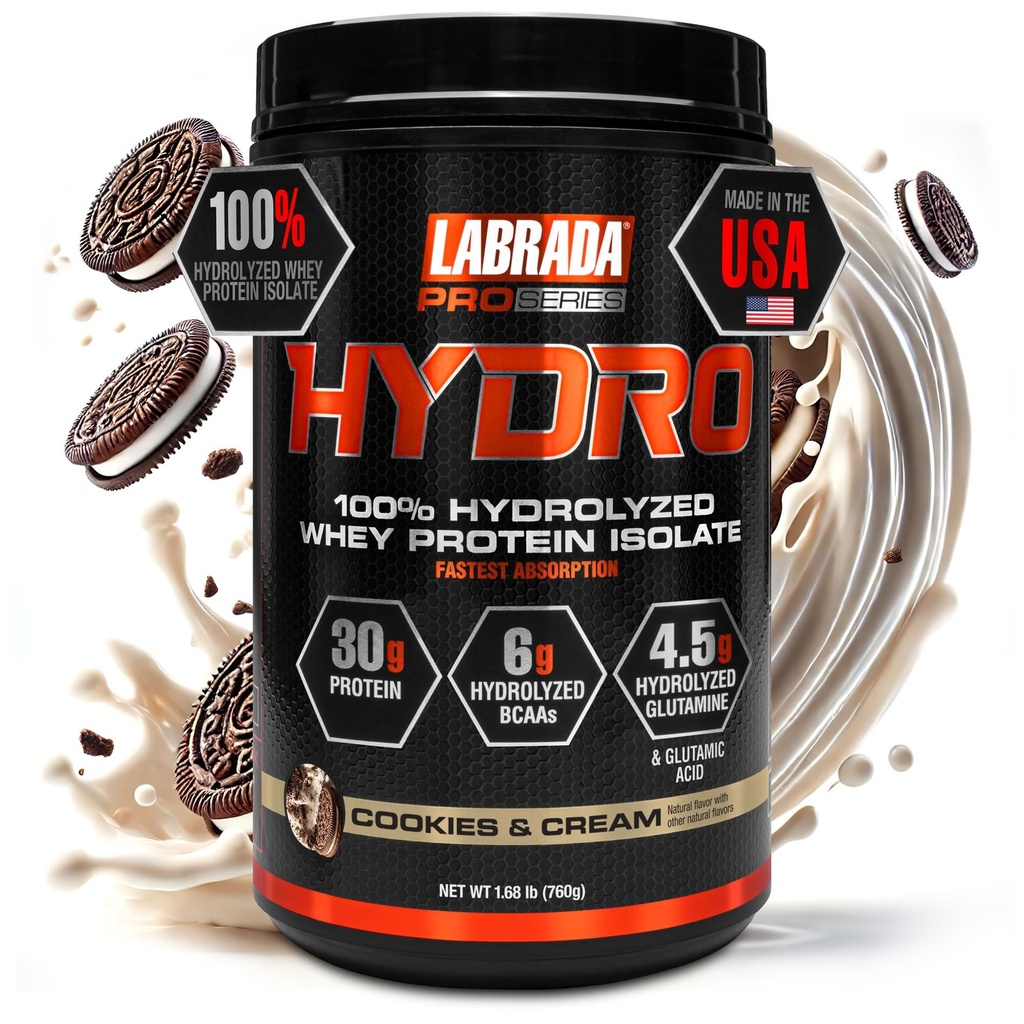 Labrada Hydro 100% Pure Gehydrolyseerde Wei Protein Isolaat Poeder, Lactosevrij, 6g B