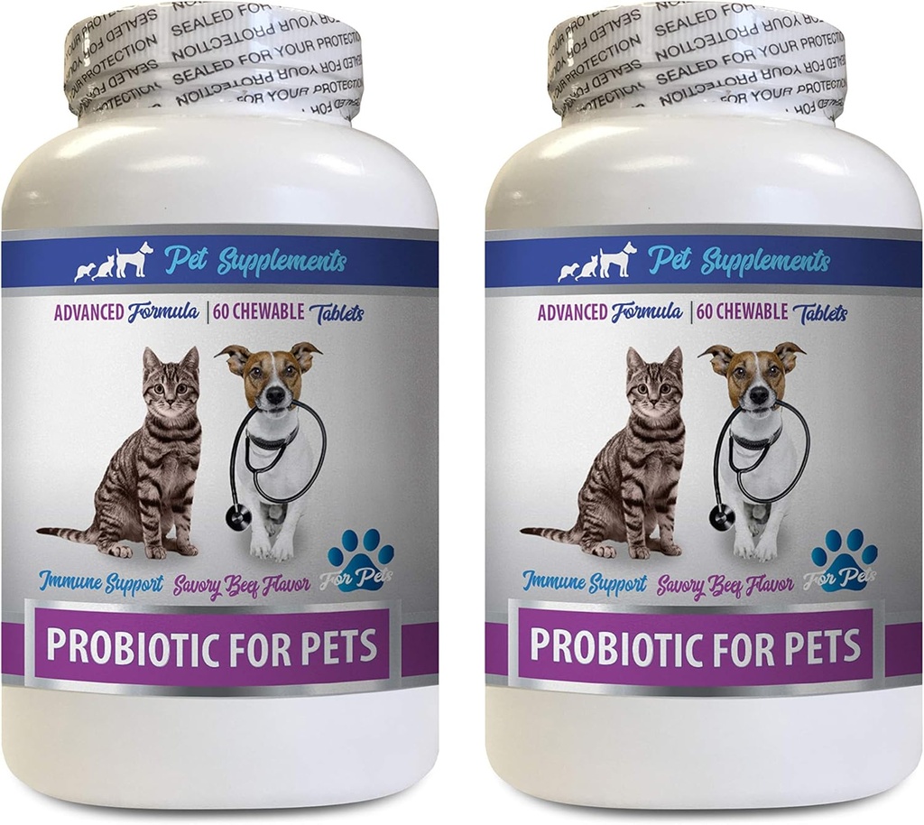 Katten Bad adem Home Remedie - PROBIOTICS voor Huisdieren - Honden Katten - Bad Gas en adem Treats - Advanced Immune Boost - cat probiotics pet ultimats - 2 flessen (120 Treats)