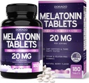 Melatonine 20 mg tabletten voor volwassenen (180 Tellen) - Quick Solution with 20mg of Melatonine Per Tablet - High Potency, Gluten-Free, Non-GMO, Vegan - Mixed Berry Flavor - Bulk Supply - USA Made