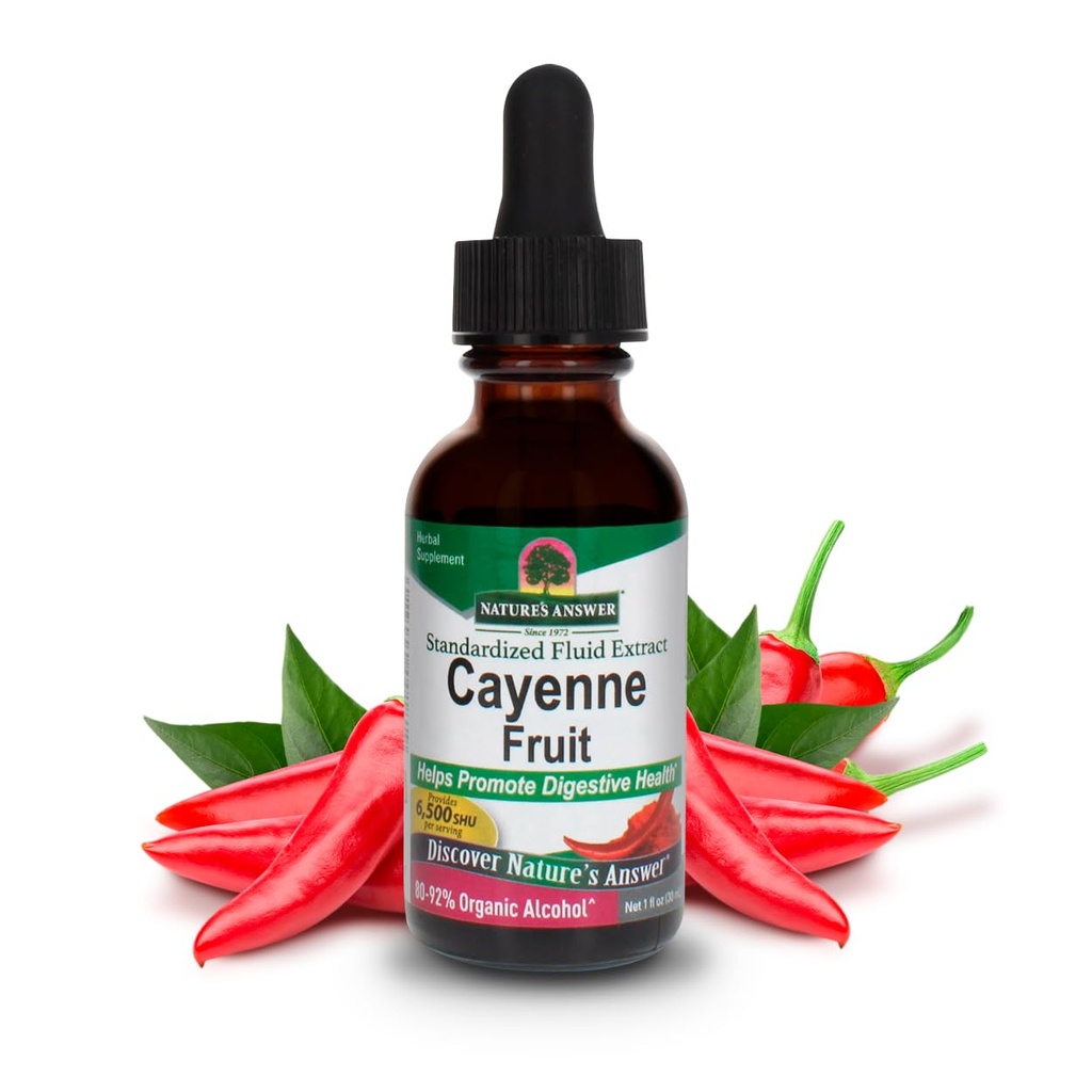 Het antwoord van de natuur Cayenne Fruitextract helpt de spijsverteringsgezondheid te bevorderen Hoge Potentcy Made with Organic Alcohol 