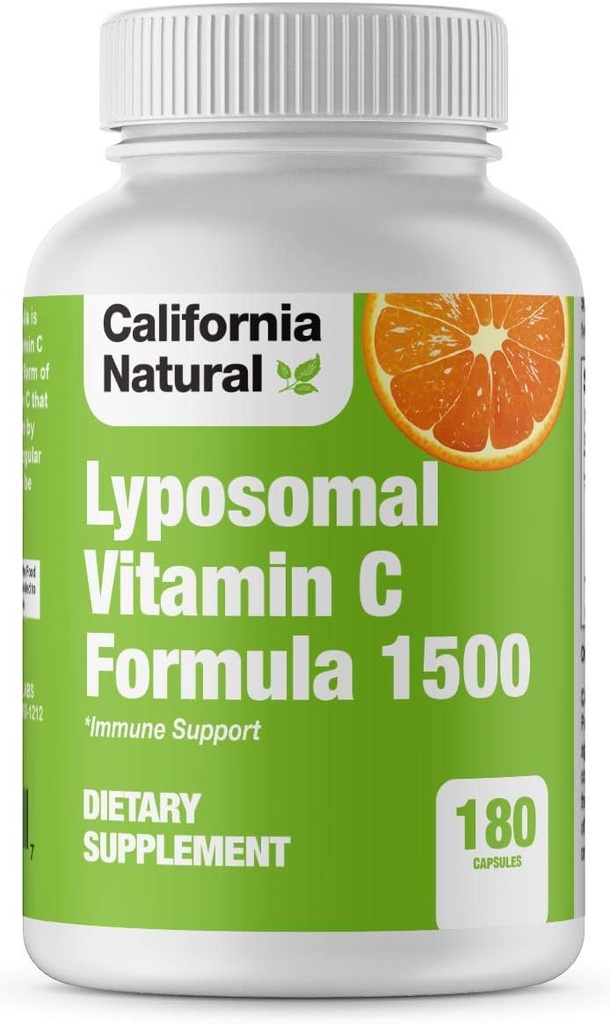 Californië Natuurlijke Liposomale Vitamine C 1500mg Vetoplosbare Liposomale Vitamine C Complex, Hoge Absorptie, Immuun Ondersteuning, Hoge Biobeschikbaarheid Collageen Ondersteuning, Antioxidant Supplement - 180 Capsules