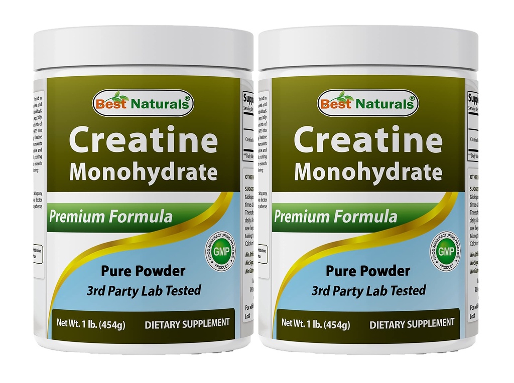 Best Naturals Creatine Monohydraat 1 Lb Zuiver Poeder (1 LB (verpakking 2))