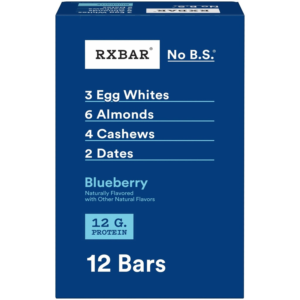 RXBAR Proteine Bars, Proteïne Snack, Snack Bars, Blueberry, 22oz Box (12 Tellen)