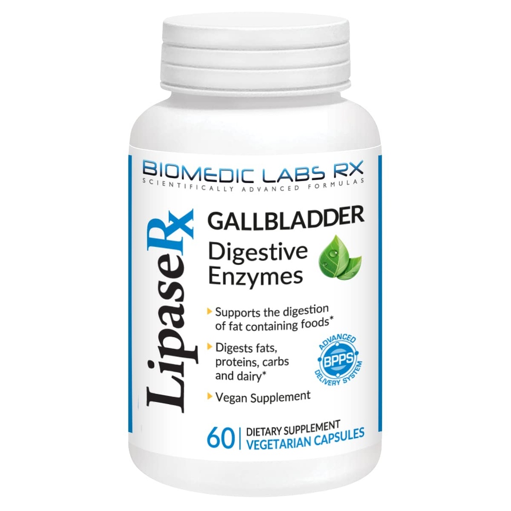 Gallblad Formula, Lipase, Protease en Amylase Digestive Enzymes to Reduce Bloating - Vegetarische Formule, 60 Veg Capsules