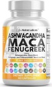 Clean Nutraceuticals Ashwagandha Maca Root Fenegriek Supplement met Tongkat Ali Ginseng - Assists with Stress, Mood & Thyroid - Ashwagandha Capsules Fenegriek Caps - 1 Pack
