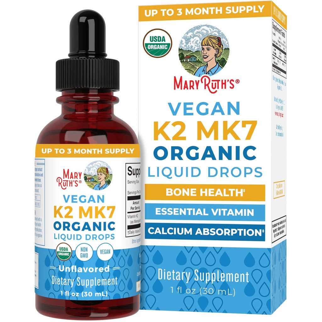 MaryRuth Organics USDA Organic Vitamin K2 MCT Liquid Drops for Adults & Kids 