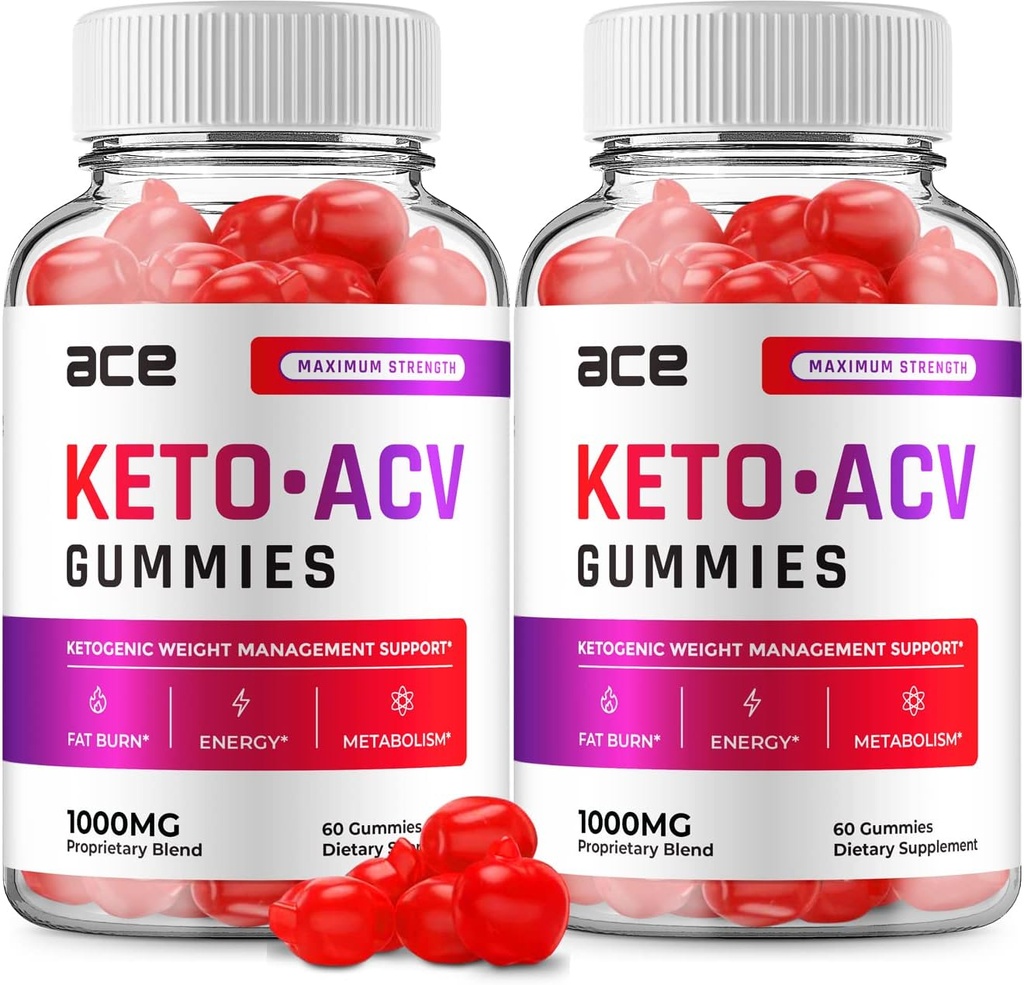 (2 Pack) Ace Keto ACV Gummies - Advanced Formula Ace Keto Plus ACV Gummies Apple Cider Vinegar Ace ACV, Weight Management, Dieetsupplement Beoordelingen Mannen Vrouwen (120 Gummies)