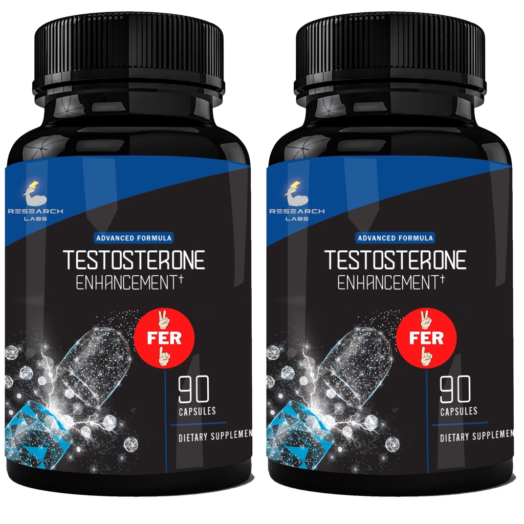 Apotheek Aanbevolen 2 fer 1 Aanbod 180ct Testosteron Booster Enhancement door Research Labs. Verhoog de spierkracht. Zag Palmetto, Tribulus, Tongkat Ali, Geile geitenkruid, Zink