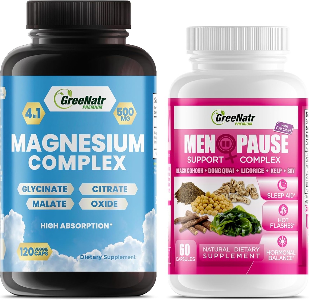 Menopauze Ondersteuning voor Hot Flashes en Hormone Balance Plus Magnesium voor betere slaap en spierfunctie