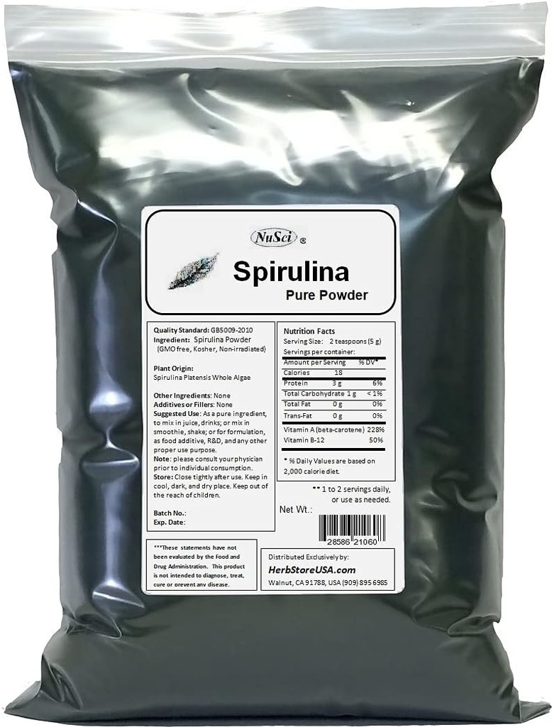 100% Pure Spirulina Poeder Fresh Energy Non-Ir uitgestraald (2000 Gram (4.4 lb))