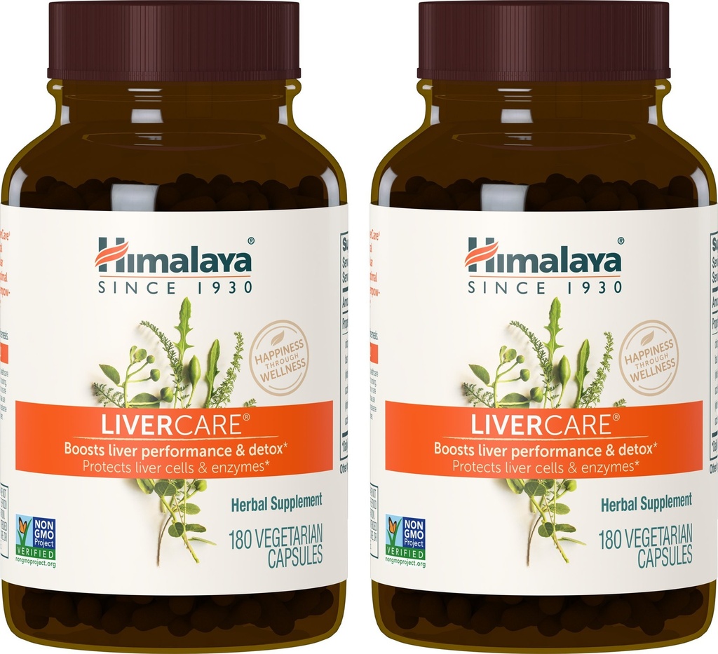 Himalaya LiverCare, 180 Day Supply - Herbal Liver Support Promoting Waste Elimination, Liver Cleanse, Detox, and Bile Production - Vegan, Non-GMO, Gluten Free, 375 mg, 180 Capsules (Pack of 2)