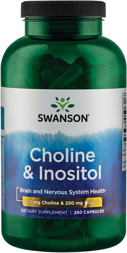 Swanson Choline & Inositol Zenuw ondersteuning Mentale functie 250/250 Milligrammen 250 Capsules