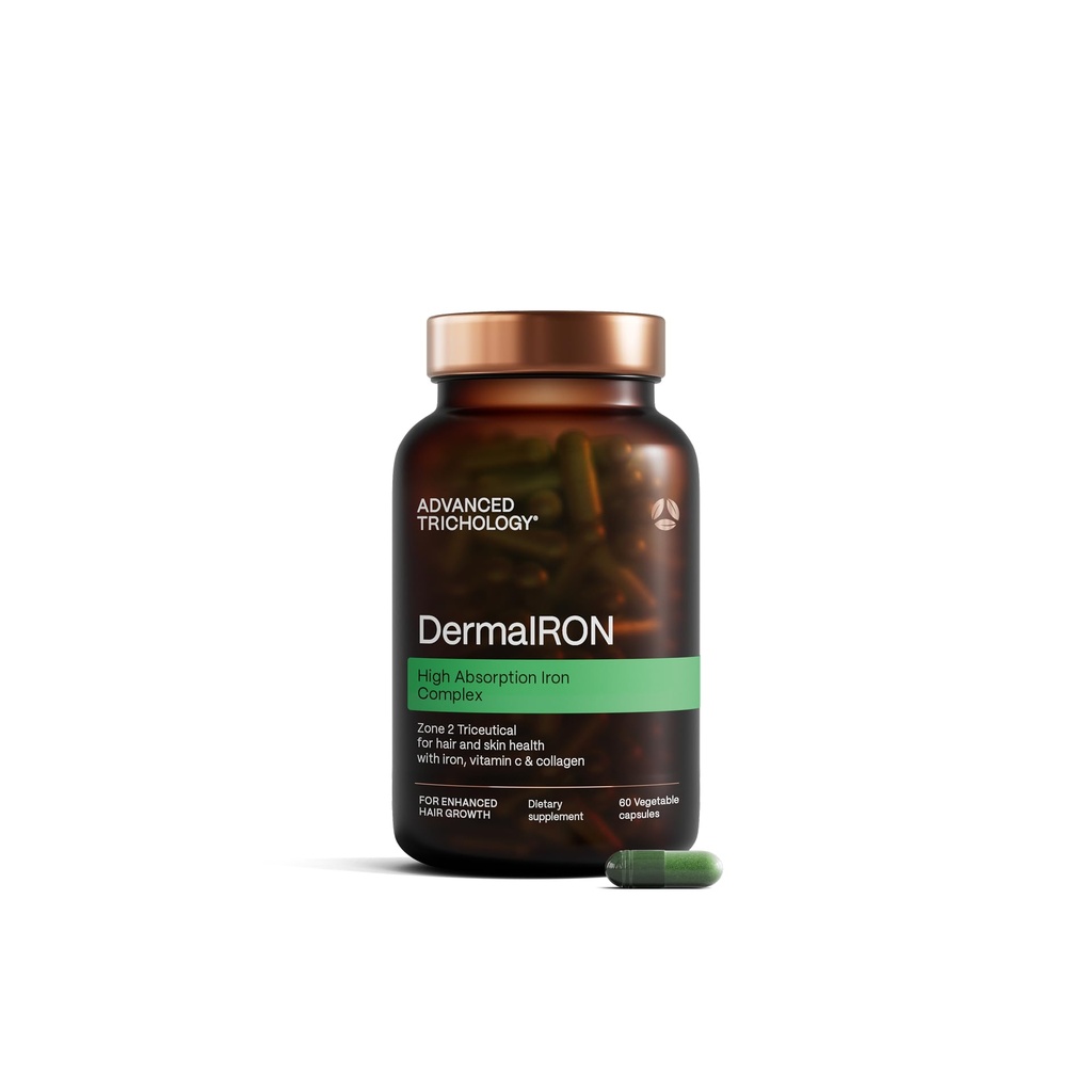 Derma-Iron Supplement voor vrouwen en mannen - IJzeren bloed bouwer pillen voor haar en huid met collageen en natuurlijke vitamine C, laag ijzer en ferritine, dunner haar, haaruitval ondersteuning