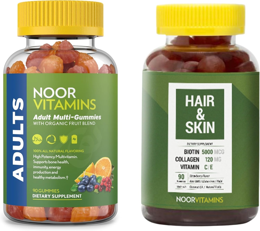 Noor Vitaminen Adult Gummy Bundle - Halal Vitaminen Supplementen - 2 Fleswaarde