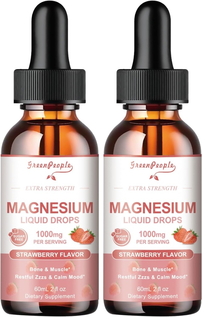 GROENPEOPLE Magnesium Glycinate Liquid Drops - 1000mg 5-in-1 Hoge absorptie Liquid Magnesium Complex met D3/K2/B6 