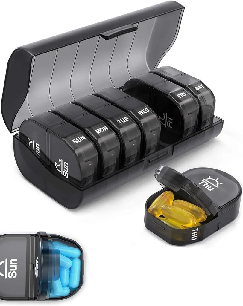 Weekly Pillen Organisators, 7-Dag AM/PM Medication Planner BPA-Free Vitamine Organizer Capsule Case met 14 afdelingen, Artritis Vriendelijk Portable Pillen Container voor Medicijnen Vitaminen