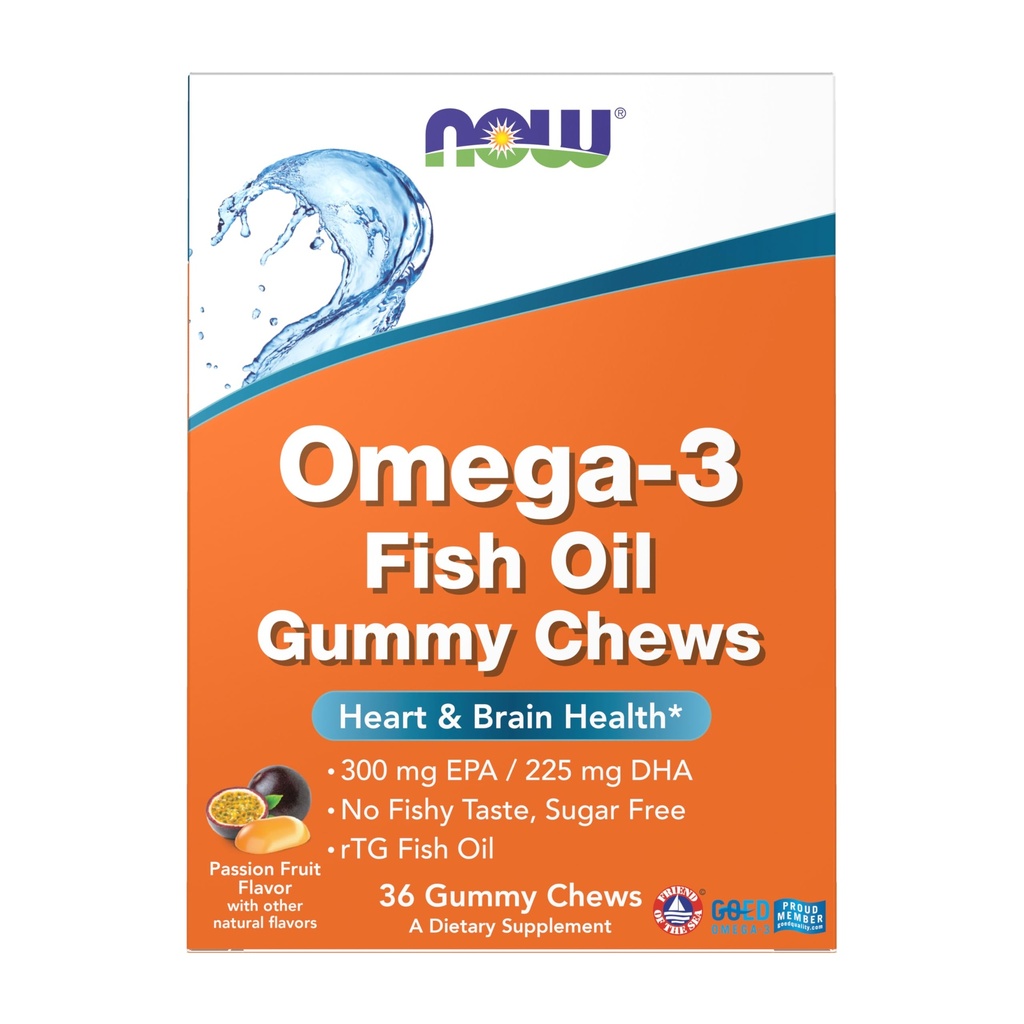 Nu Supplementen, Omega-3 Visolie Gummy Kauwgom, Passie Fruit smaak, 36 Gummy Kauwen